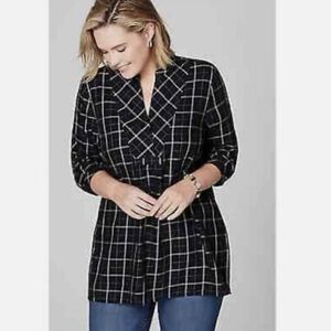 J.Jill cozy classic navy plaid cotton tunic Medium